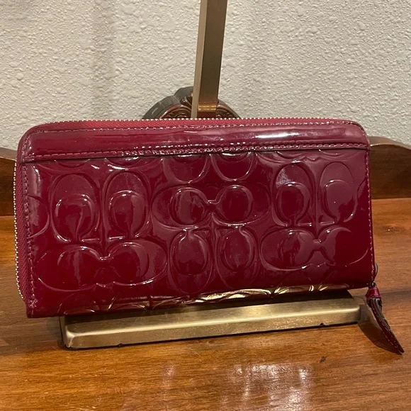 COACH REHAB Project Red and Navy Blue Tote Bag AND Red Patent Long Wallet SET - Picture 11 of 14